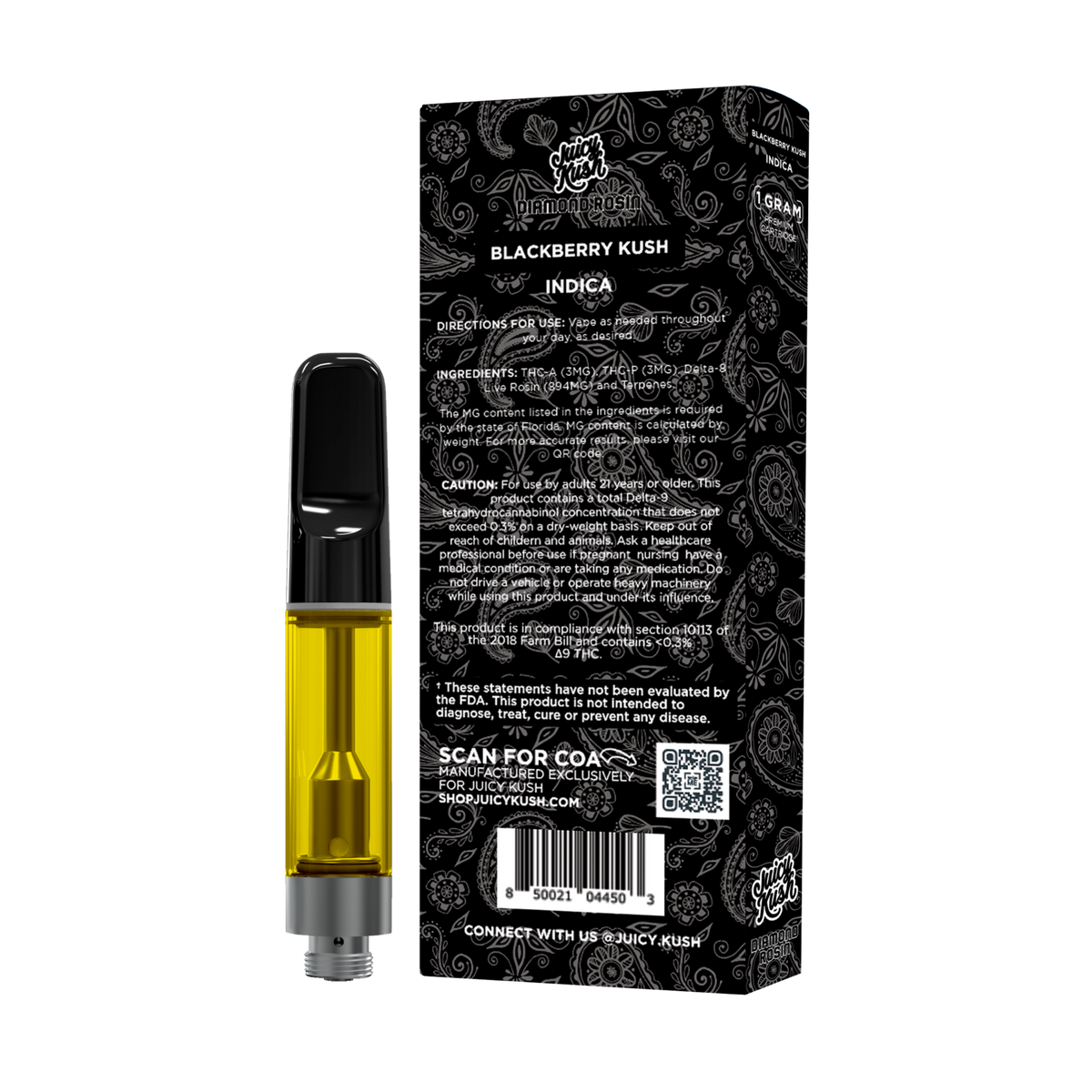 Blackberry Kush THC-A + THC-P Cartridge 1g Juicy Kush Blackberry Kush THC-A + THC-P Cartridge 1g Juicy Kush