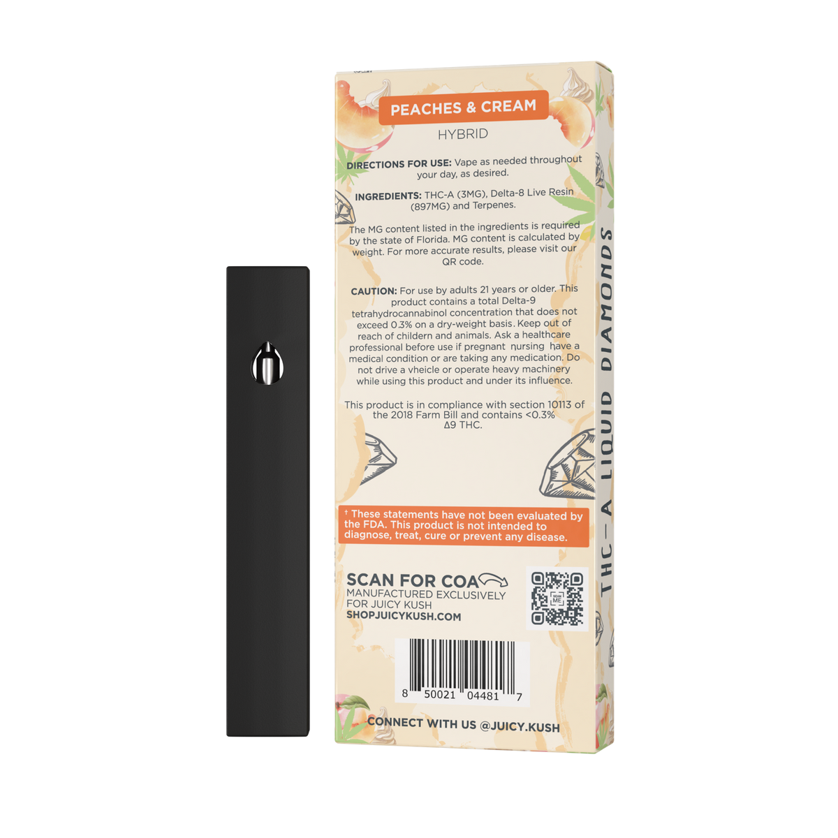 Peaches & Cream Vape 1g Juicy Kush