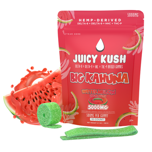 Juicy Kush - 5000mg gummies of Delta-8, Delta-9, HHC and THC-P - Watermelon