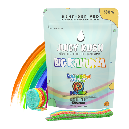 Juicy Kush - 5000mg gummies of Delta-8, Delta-9, HHC and THC-P - Rainbow